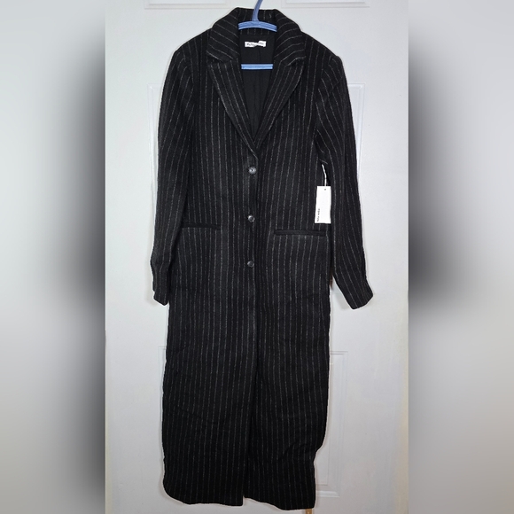Reformation Wayne Coat Pinstripe Heavyweight Long Large - Picture 3 of 8